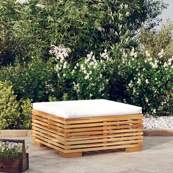 Vidaxl Garden Footrest With Cream Cushion Solid Wood Teak Ottomans Footstools & Poufs