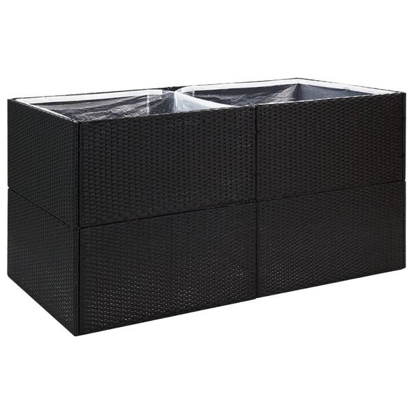 Garden Planter Black 157X80x80 Cm Poly Rattan Planters & Vases