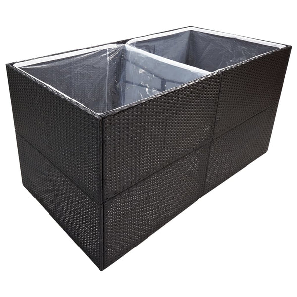 Garden Planter Black 157X80x80 Cm Poly Rattan Planters & Vases