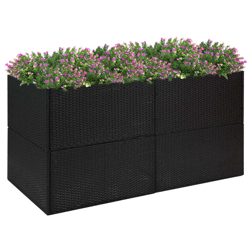 Garden Planter Black 157X80x80 Cm Poly Rattan Planters & Vases
