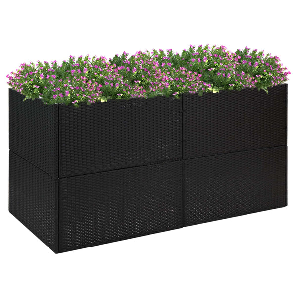 Garden Planter Black 157X80x80 Cm Poly Rattan Planters & Vases