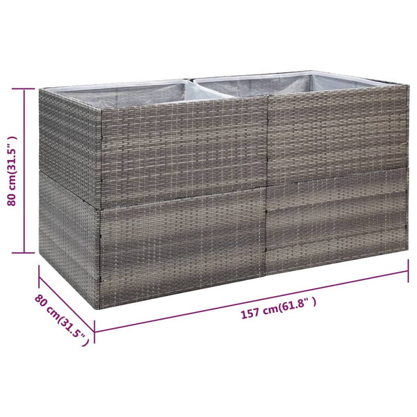 Garden Planter Grey 157X80x80 Cm Poly Rattan Planters & Vases