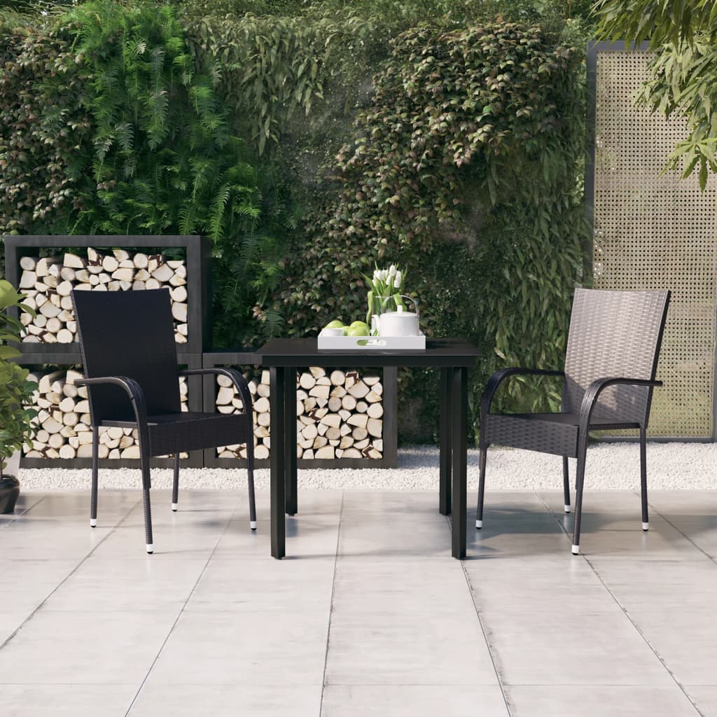 3 Piece Outdoor Dining Set Black Outdoor Dining Sets