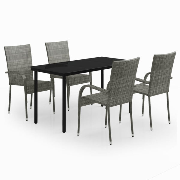 5 Piece Garden Dining Set Grey And Black Outdoor Dining Sets