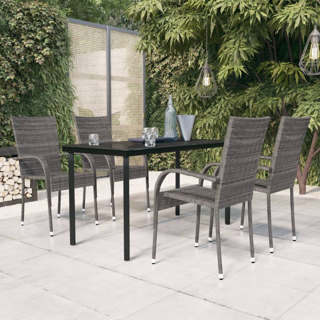5 Piece Garden Dining Set Grey And Black Outdoor Dining Sets