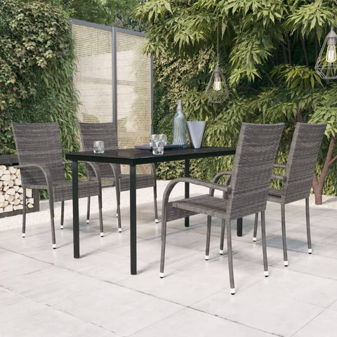 5 Piece Garden Dining Set Grey And Black Outdoor Dining Sets