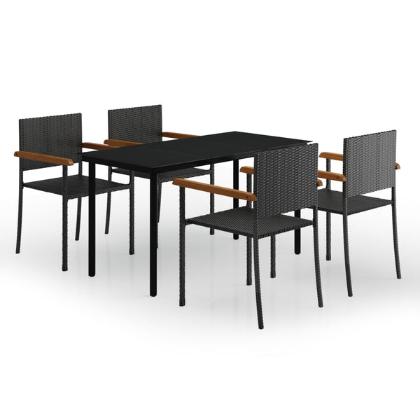 5 Piece Garden Dining Set Black Outdoor Dining Sets