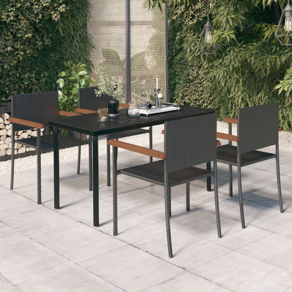 5 Piece Garden Dining Set Black Outdoor Dining Sets