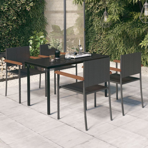 5 Piece Garden Dining Set Black Outdoor Dining Sets