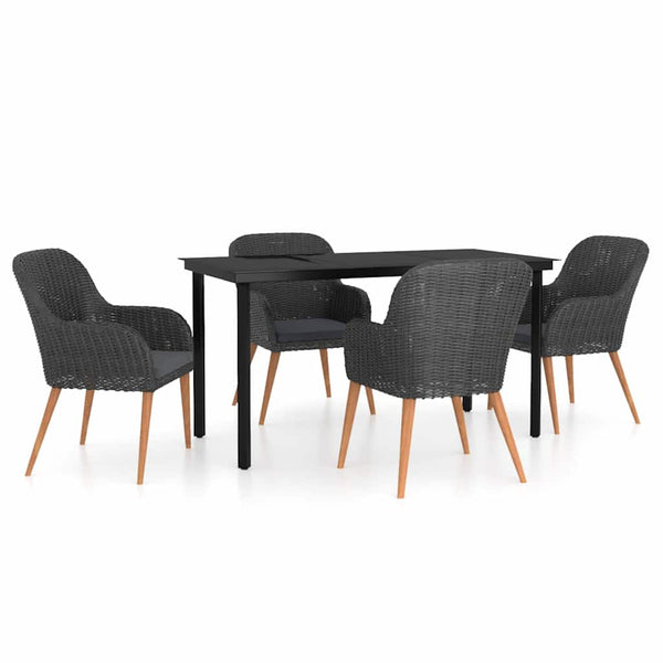 Vidaxl 5 Piece Garden Dining Set With Cushions Black Outdoor Dining Sets
