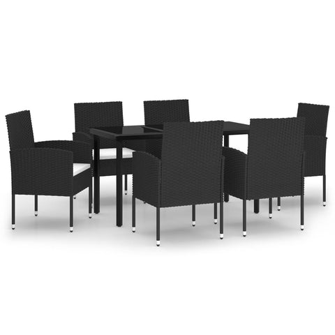 7 Piece Garden Dining Set Black Outdoor Dining Sets