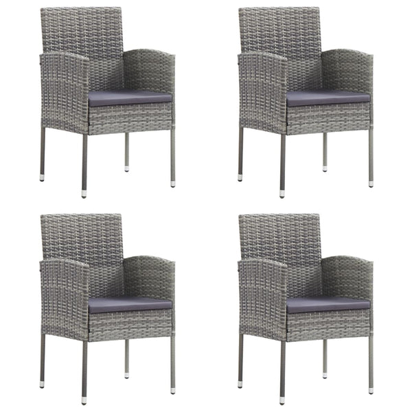 Vidaxl Garden Chairs With Dark Grey Cushions 4 Pcs Poly Rattan Other Patio & Garden Furniture