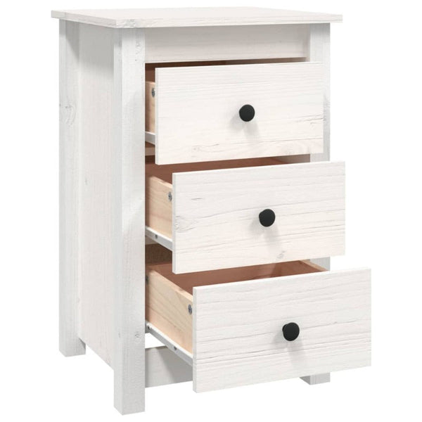 Vidaxl Bedside Cabinet White 40X35x61.5 Cm Solid Wood Pine