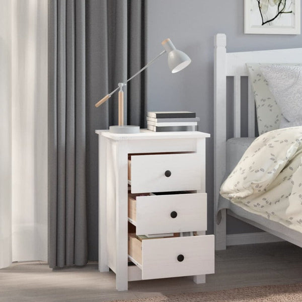 Bedside Cabinets 2 Pcs White 40X35x61.5 Cm Solid Wood Pine