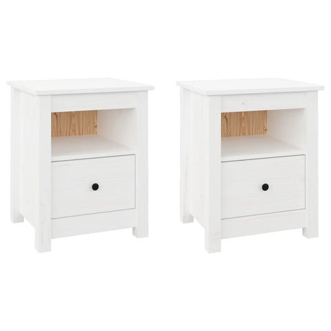 Bedside Cabinets 2 Pcs White 40X35x49 Cm Solid Wood Pine Bedside Tables