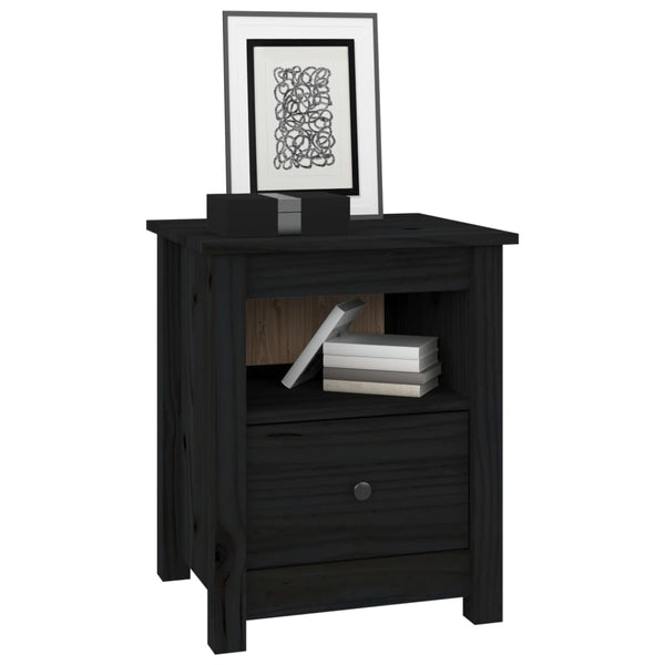 Bedside Cabinets 2 Pcs Black 40X35x49 Cm Solid Wood Pine Bedside Tables