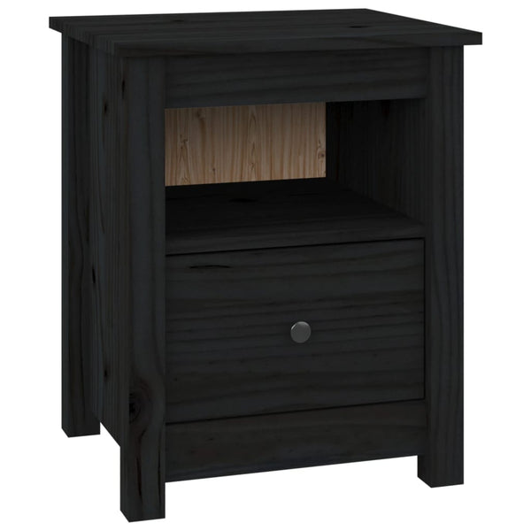 Bedside Cabinets 2 Pcs Black 40X35x49 Cm Solid Wood Pine Bedside Tables