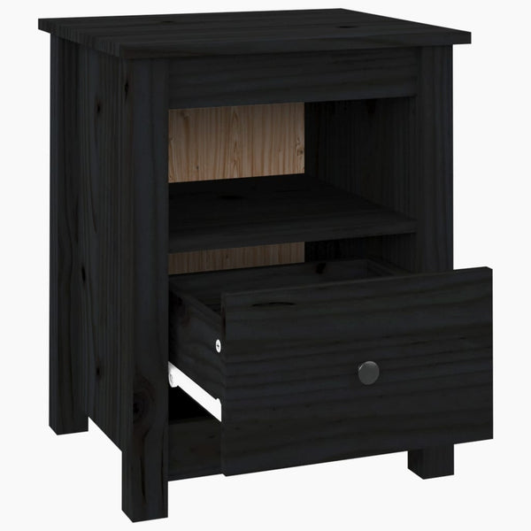 Bedside Cabinets 2 Pcs Black 40X35x49 Cm Solid Wood Pine Bedside Tables