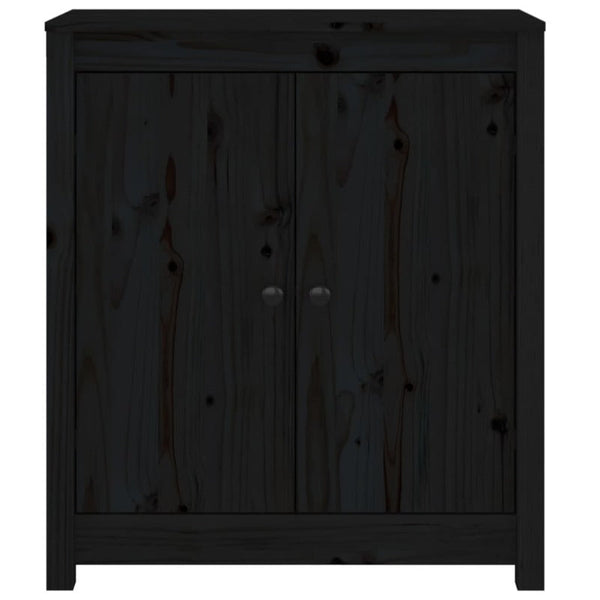 Sideboard Black 70X35x80 Cm Solid Wood Pine
