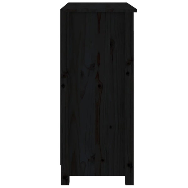 Vidaxl Sideboard Black 70X35x80 Cm Solid Wood Pine