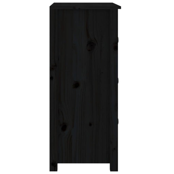 Sideboard Black 70X35x80 Cm Solid Wood Pine