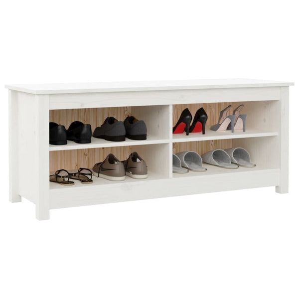 Shoe Bench White 110X38x45.5 Cm Solid Wood Pine Benches