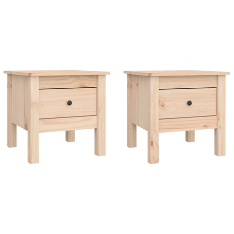 2 Pcs 40X40x39 Cm Solid Wood Pine Side Tables