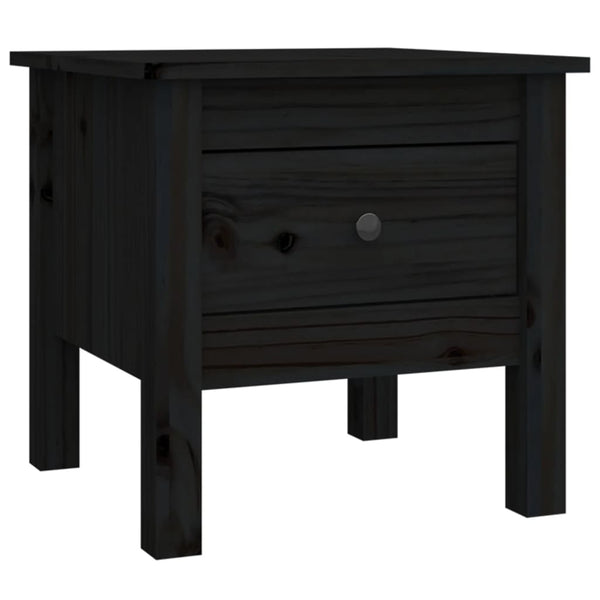2 Pcs Black 40X40x39 Cm Solid Wood Pine Side Tables