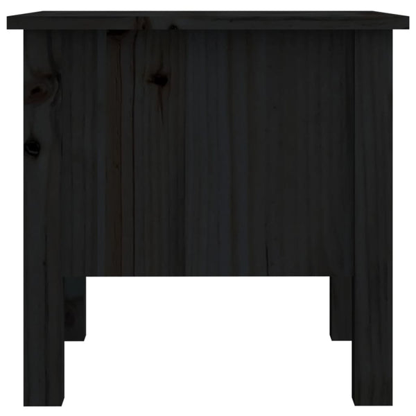 2 Pcs Black 40X40x39 Cm Solid Wood Pine Side Tables