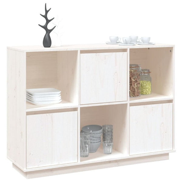 Sideboard White 110.5X35x80 Cm Solid Wood Pine Sideboards & Buffets