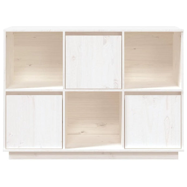 Sideboard White 110.5X35x80 Cm Solid Wood Pine