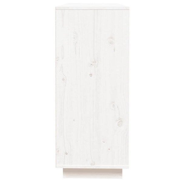 Sideboard White 110.5X35x80 Cm Solid Wood Pine