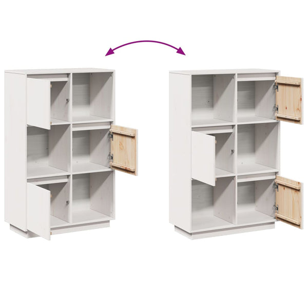 Highboard White 74X35x117 Cm Solid Wood Pine Sideboards & Buffets