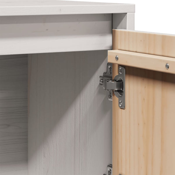 Highboard White 74X35x117 Cm Solid Wood Pine Sideboards & Buffets