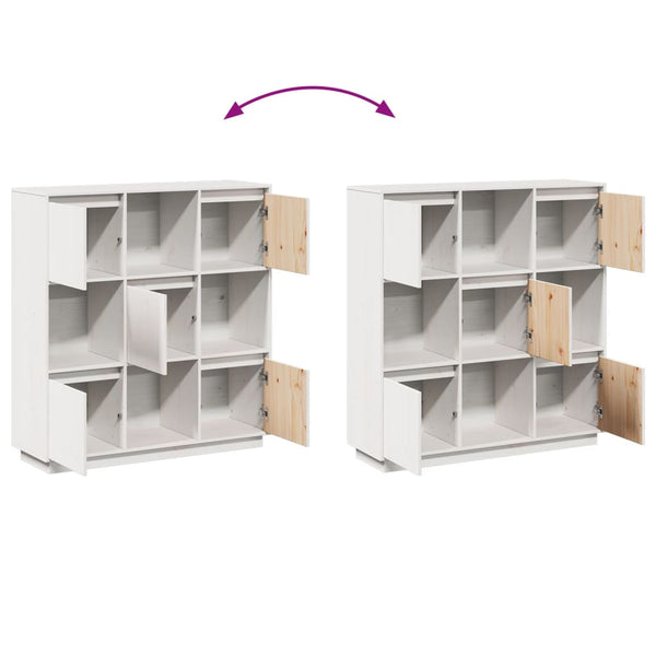 Highboard White 110.5X35x117 Cm Solid Wood Pine Sideboards & Buffets