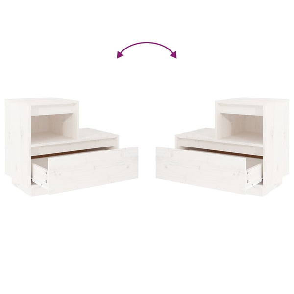 Bedside Cabinets 2 Pcs White 60X34x51 Cm Solid Wood Pine Bedside Tables