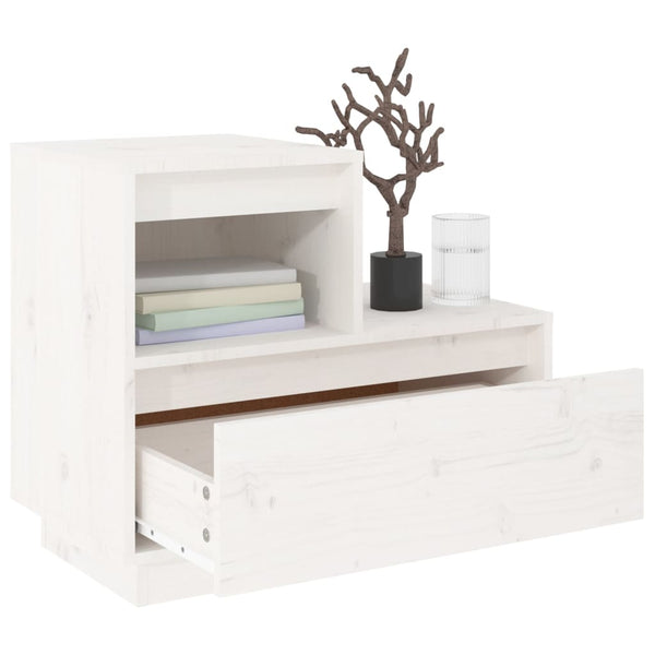 Bedside Cabinets 2 Pcs White 60X34x51 Cm Solid Wood Pine Bedside Tables