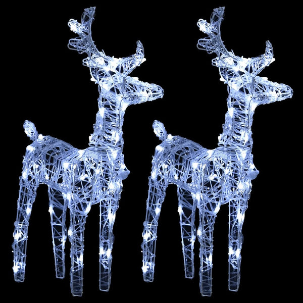 Christmas Reindeers 2 Pcs Cold White 80 Leds Acrylic Seasonal Decorations