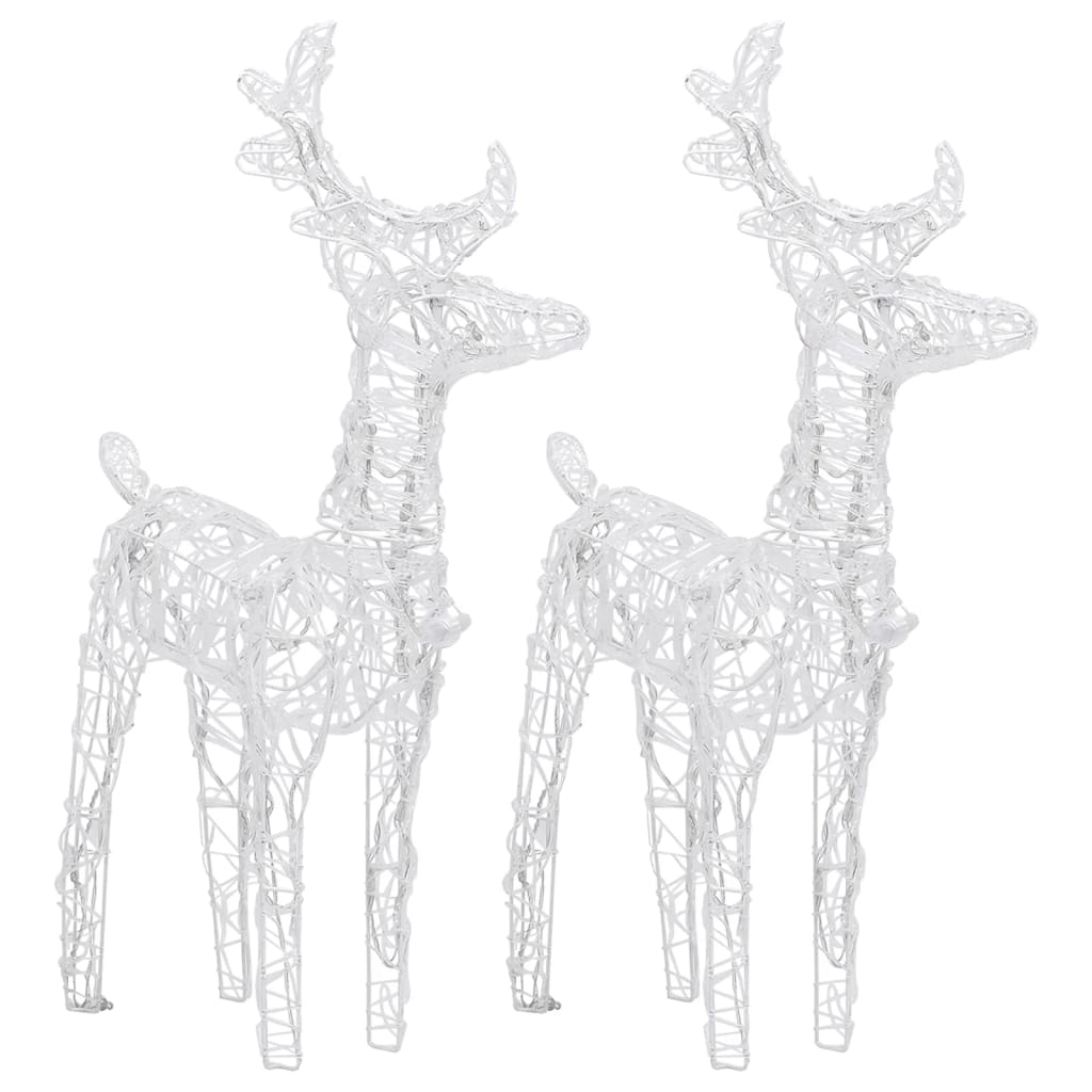 Christmas Reindeers 2 Pcs Cold White 80 Leds Acrylic Seasonal Decorations