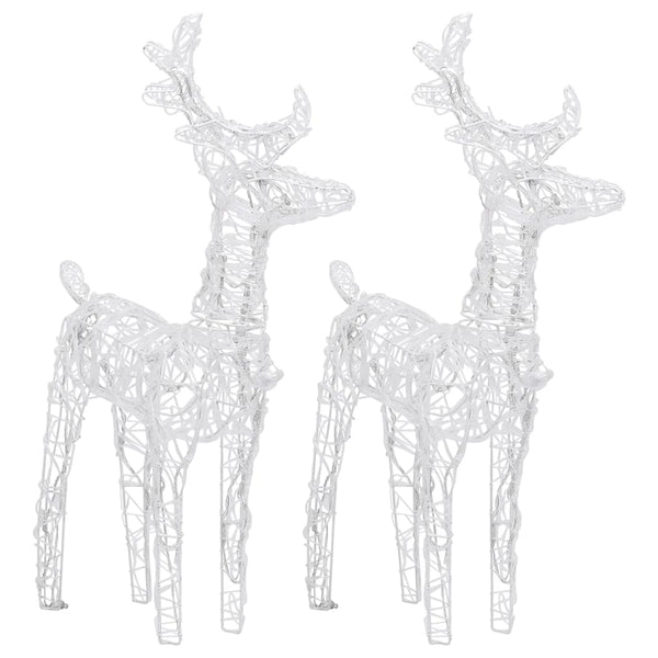 Christmas Reindeers 2 Pcs Cold White 80 Leds Acrylic Seasonal Decorations