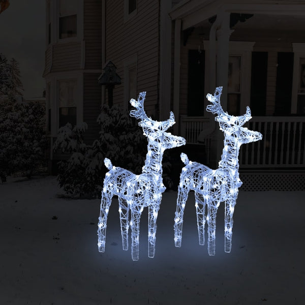 Christmas Reindeers 2 Pcs Cold White 80 Leds Acrylic Seasonal Decorations