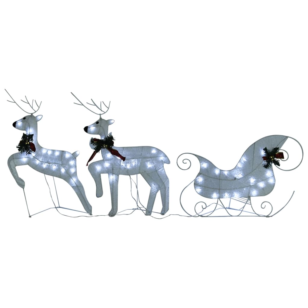 Reindeer & Sleigh Christmas Decoration 60 Leds Outdoor White Seasonal Decorations