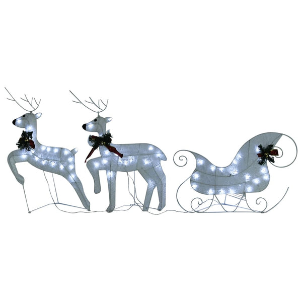 Reindeer & Sleigh Christmas Decoration 60 Leds Outdoor White Seasonal Decorations