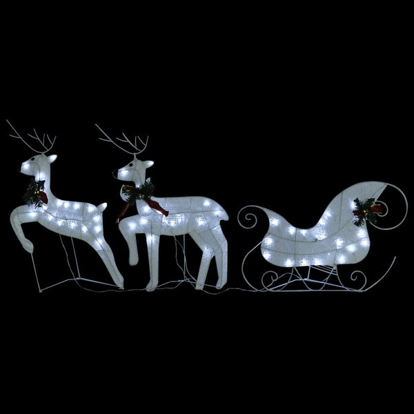 Reindeer & Sleigh Christmas Decoration 60 Leds Outdoor White Seasonal Decorations
