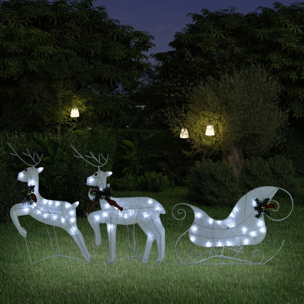 Reindeer & Sleigh Christmas Decoration 60 Leds Outdoor White Seasonal Decorations