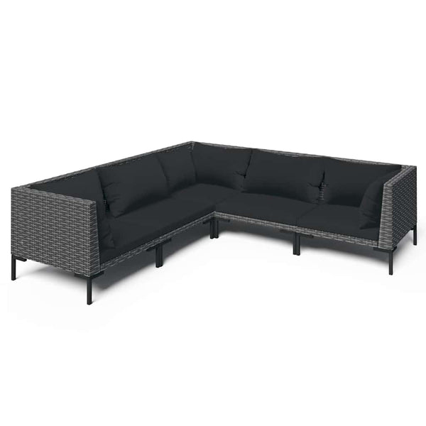 Vidaxl 5 Piece Garden Lounge Set With Cushions Poly Rattan Dark Grey Other Patio & Garden Furniture