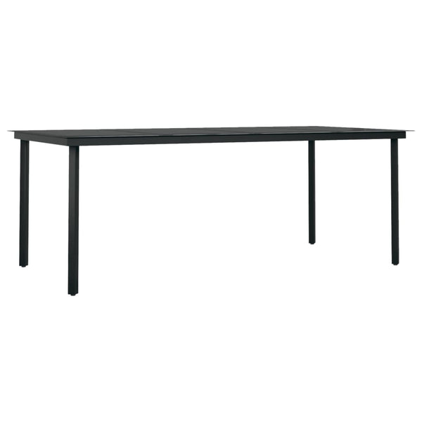 Garden Dining Table Black 200X100x74 Cm Steel And Glass Dining Tables