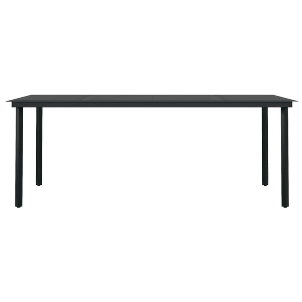 Garden Dining Table Black 200X100x74 Cm Steel And Glass Dining Tables