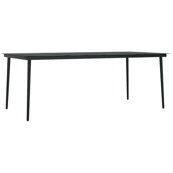 Garden Dining Table Black 200X100x74 Cm Steel And Glass Dining Tables