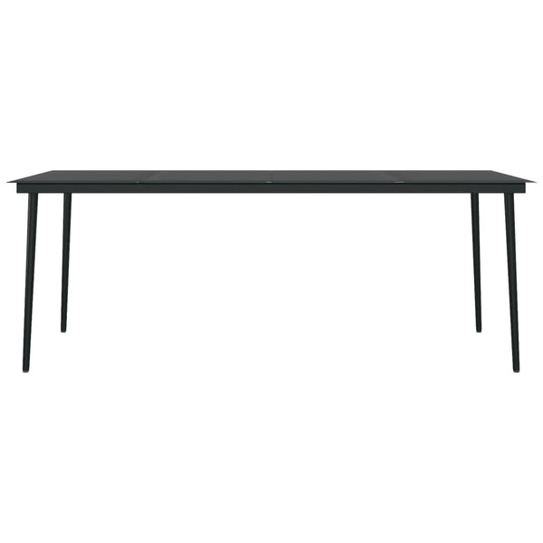Garden Dining Table Black 200X100x74 Cm Steel And Glass Dining Tables